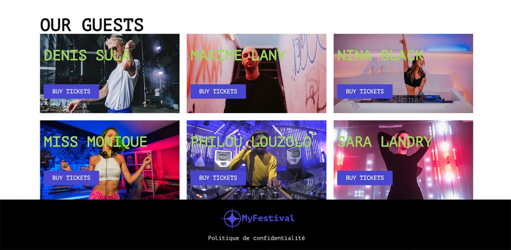 site my festival page pour acheter les ticket avec tout les artistes présent