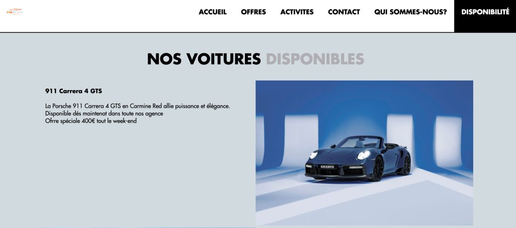 site pour agence de location page de reservation