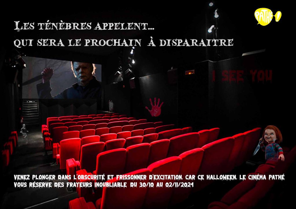 affiche publicitaire pour les cinéma pathe pour la semaine d'halloween